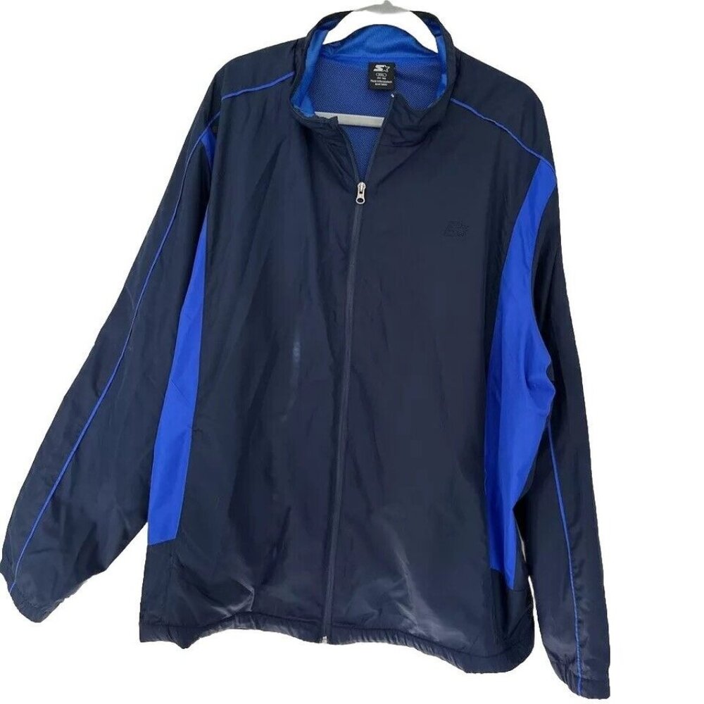 Vintage‎ Starter Mens Jacket Windbreaker Blue 3XL Mesh Lined Lightweight Zip Up